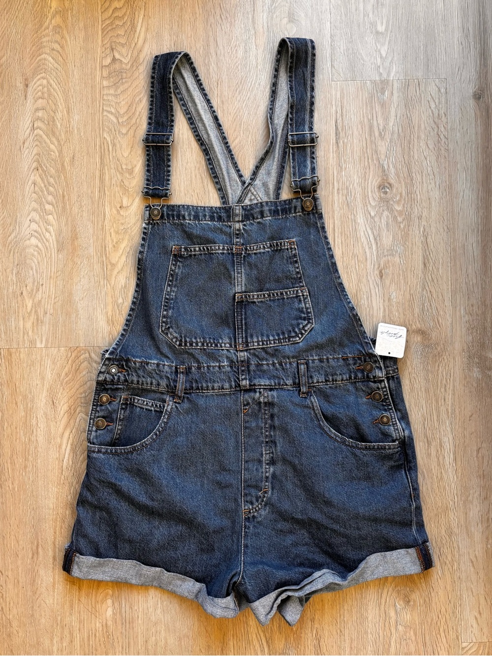 We The Free People Ziggy Denim Shortall Overalls In Blue Women's Size L NEW NWT - Picture 2 of 10